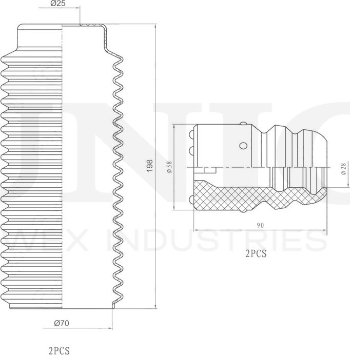 Отбойник и пыльник амортизатора, комплект (Unio). Артикул DUC-50094