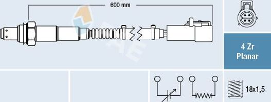 Лямбда-зонд (кислородный датчик) FAE. Артикул 77419