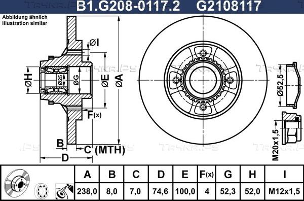 Тормозной диск Galfer задний для Renault Clio II 1998-2013. Артикул B1.G208-0117.2