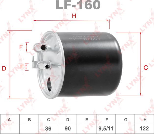Топливный фильтр LYNXauto для Mercedes-Benz A-Класс II (W169) 2008-2012. Артикул LF-160