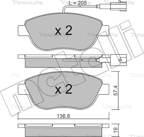 Тормозные колодки Metelli передние для Lancia Delta III (844) 2010-2014. Артикул 22-0322-3