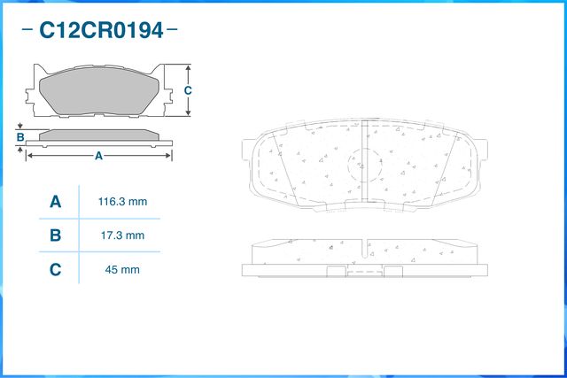 Колодки тормозные задние (Cworks). Артикул C12CR0194