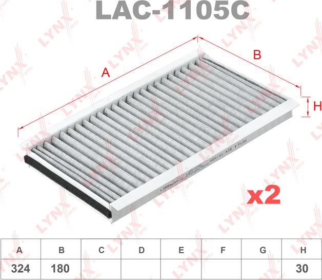 Салонный фильтр LYNXauto для BMW 6 II (E63/E64) 2003-2010. Артикул LAC-1105C