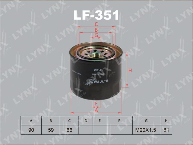 Топливный фильтр LYNXauto для Mitsubishi Canter VI (FE5, FE6) 1986-2026. Артикул LF-351
