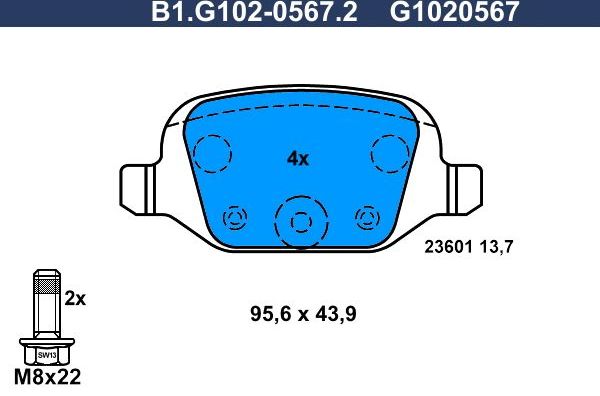 Тормозные колодки Galfer. Артикул B1.G102-0567.2