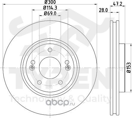 Тормозной диск (Tyren). Артикул TYR1015641