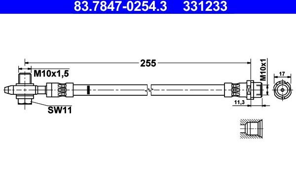 Тормозной шланг ATE. Артикул 83.7847-0254.3
