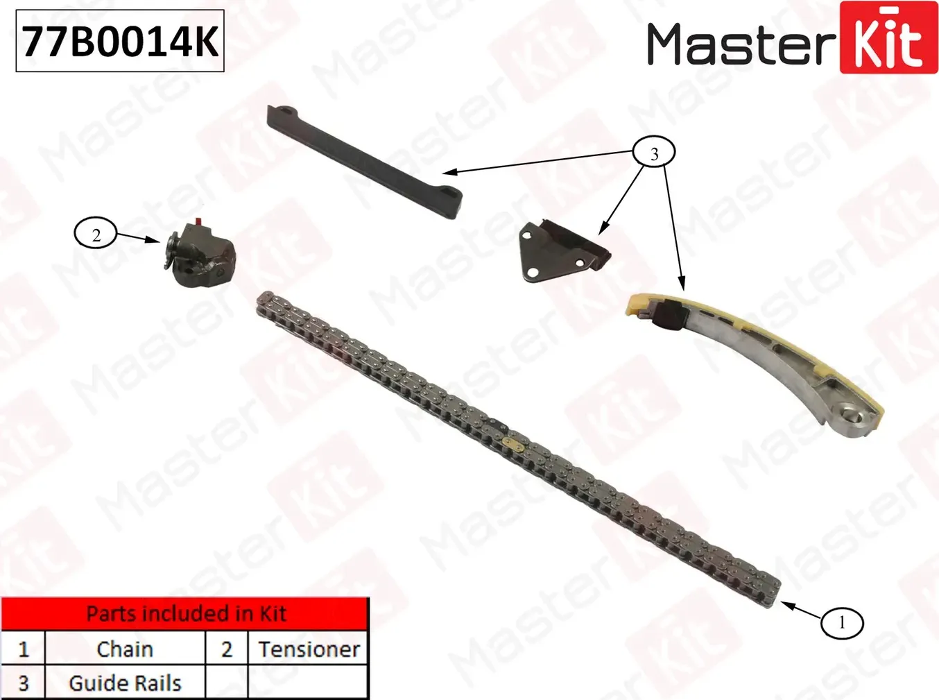 77B0014K Комплект цепи ГРМ SUZUKI Grand Vitara 2.0 5DR J20A 98-05(без звездочек) (Master KIT). Артикул 77b0014k