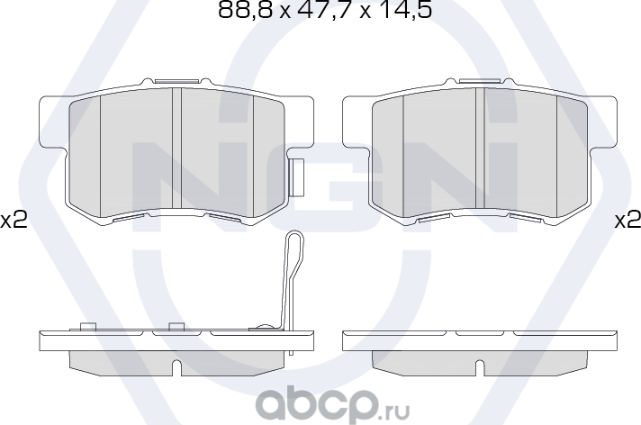 Колодки тормозные керамические, задние (NGN). Артикул 3501991