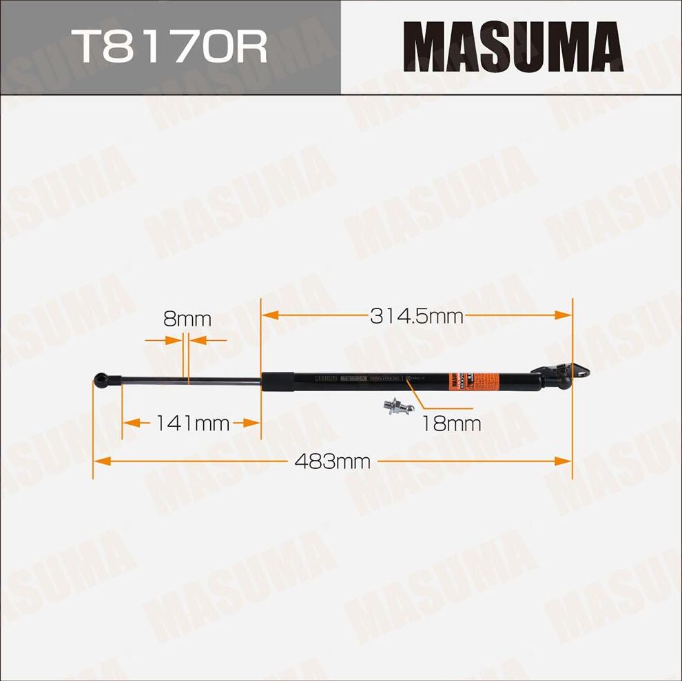 Упор газовый багажника MASUMA, L=483mm (1/20). Артикул T8170R