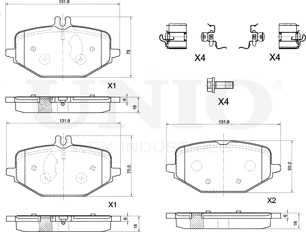 Колодки тормозные дисковые, комплект (Unio). Артикул BRP-20137
