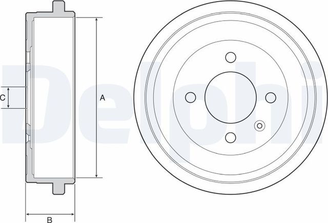 Тормозной барабан Delphi для SEAT Mii 2011-2026. Артикул BF549