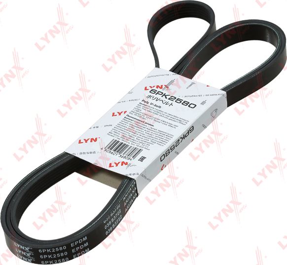 Приводной ремень поликлиновой LYNXauto. Артикул 6PK2580