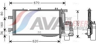 Радиатор кондиционера (конденсатор) AVA (алюминий). Артикул OLA5370D