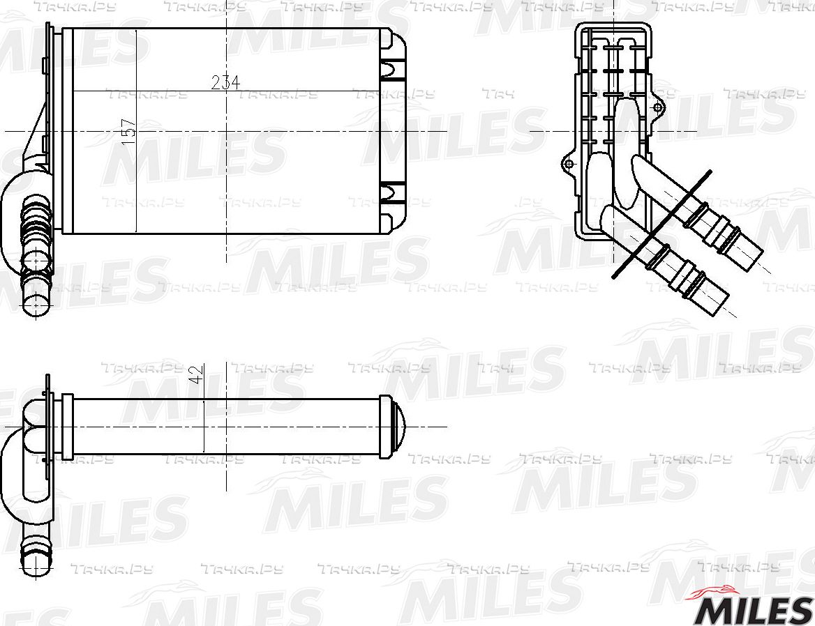 Радиатор отопителя (печки) Miles (алюминий) для Renault Symbol ll 2008-2014. Артикул ACHM009