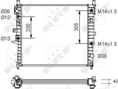 Радиатор охлаждения двигателя NRF (алюминий). Артикул 55336