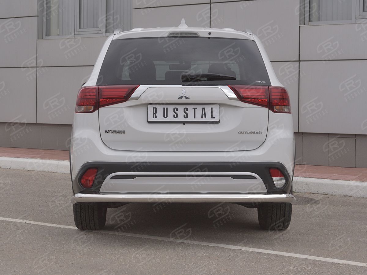 Защита RusStal заднего бампера d63 (секции) для Mitsubishi Outlander III 3-й рестайлинг 2018-2026. Артикул MOZ-003211
