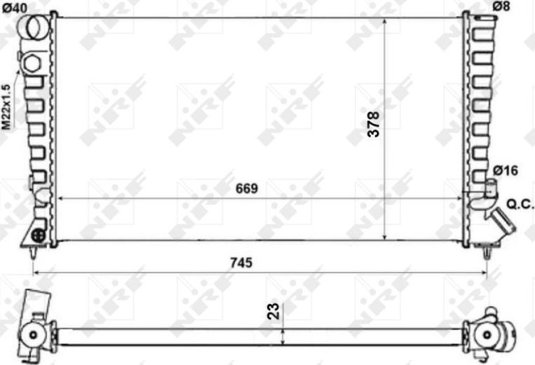 Радиатор охлаждения двигателя NRF (алюминий). Артикул 58189A