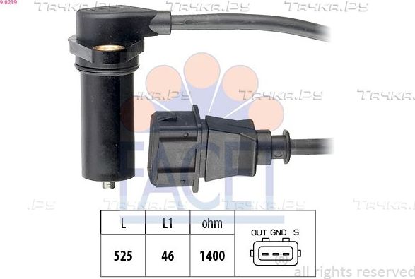 Датчик положения коленвала Facet Made in Italy - OE Equivalent. Артикул 9.0219