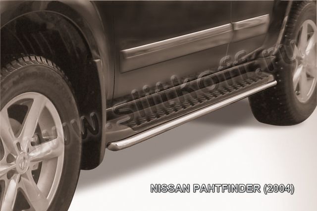 Защита Slitkoff штатного порога d42 для Nissan Pathfinder R51 2004-2010. Артикул NIP010