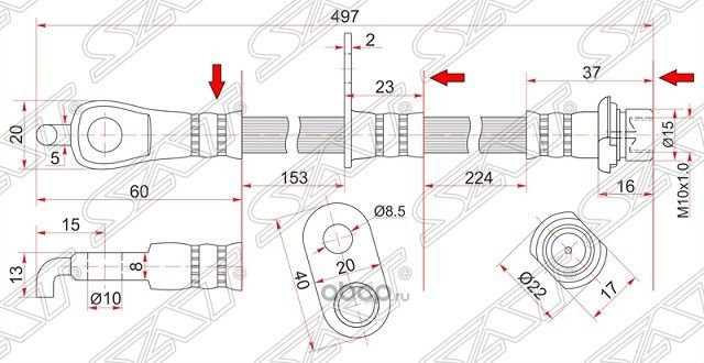 Шланг тормозной передний Таиланд TOYOTA CAMRYLE (SAT). Артикул ST9094702F59