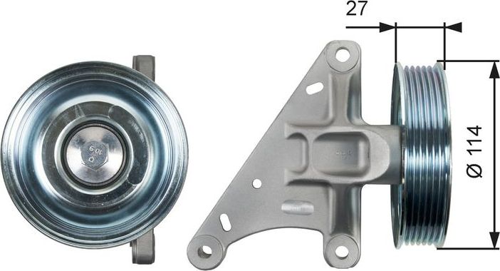 Направляющий (ведущий) ролик приводного поликлинового ремня Gates (Металл). Артикул T36429