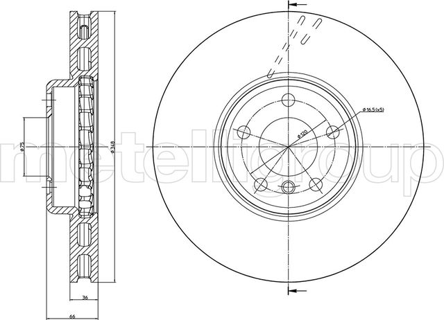 Тормозной диск Metelli. Артикул 23-1327C