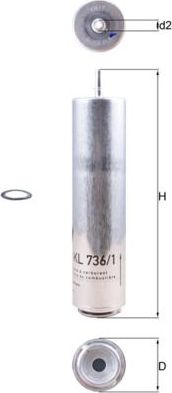 Топливный фильтр Mahle-Knecht. Артикул KL 736/1D