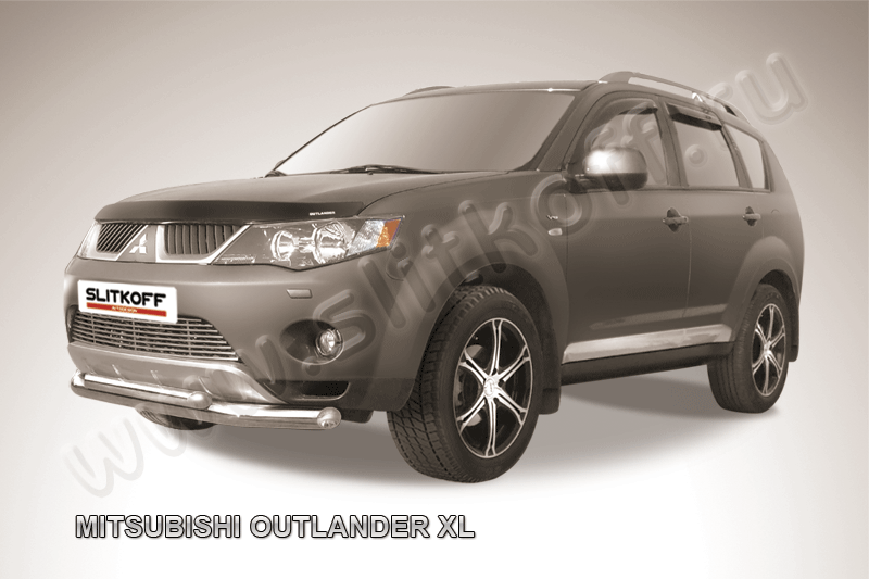 Защита Slitkoff переднего бампера d76/57 двойная для Mitsubishi Outlander XL 2006-2010. Артикул MXL004