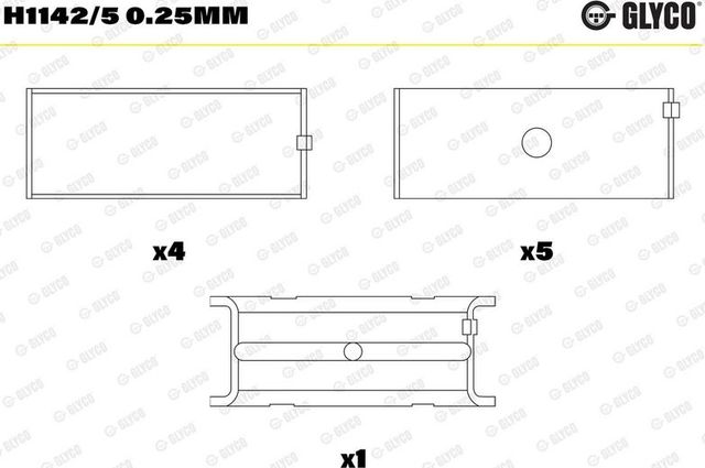 Вкладыши коренные Glyco для Land Rover Range Rover II 1994-2002. Артикул H1142/5 0.25mm