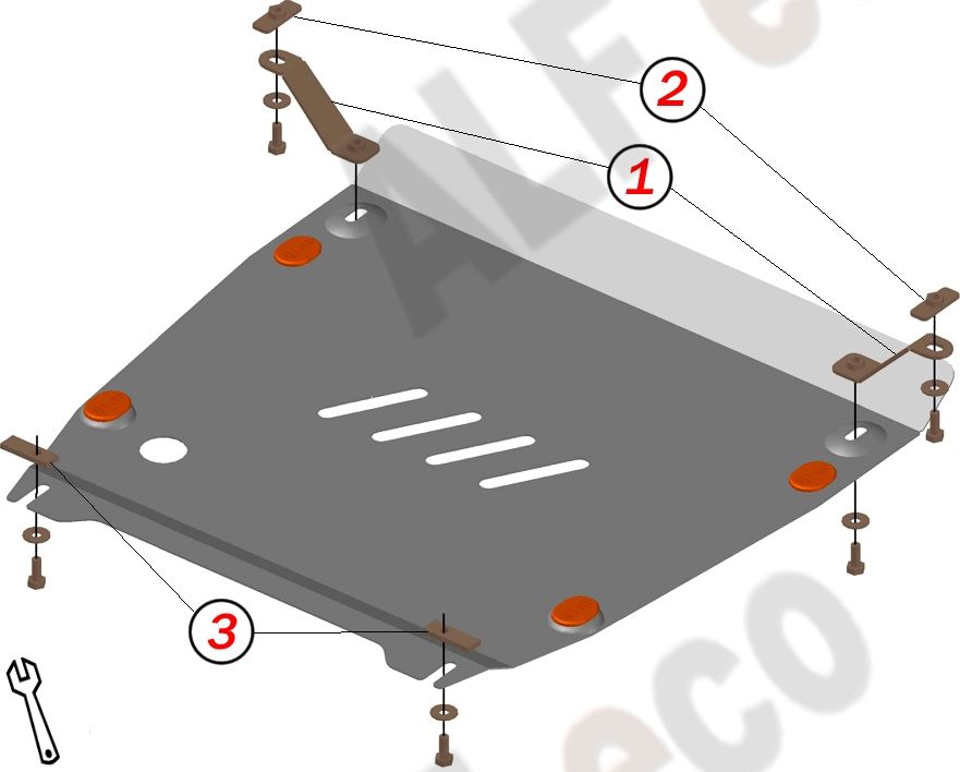 Защита алюминиевая Alfeco для картера Honda Inspire 1995-1998. Артикул ALF.09.36 AL4