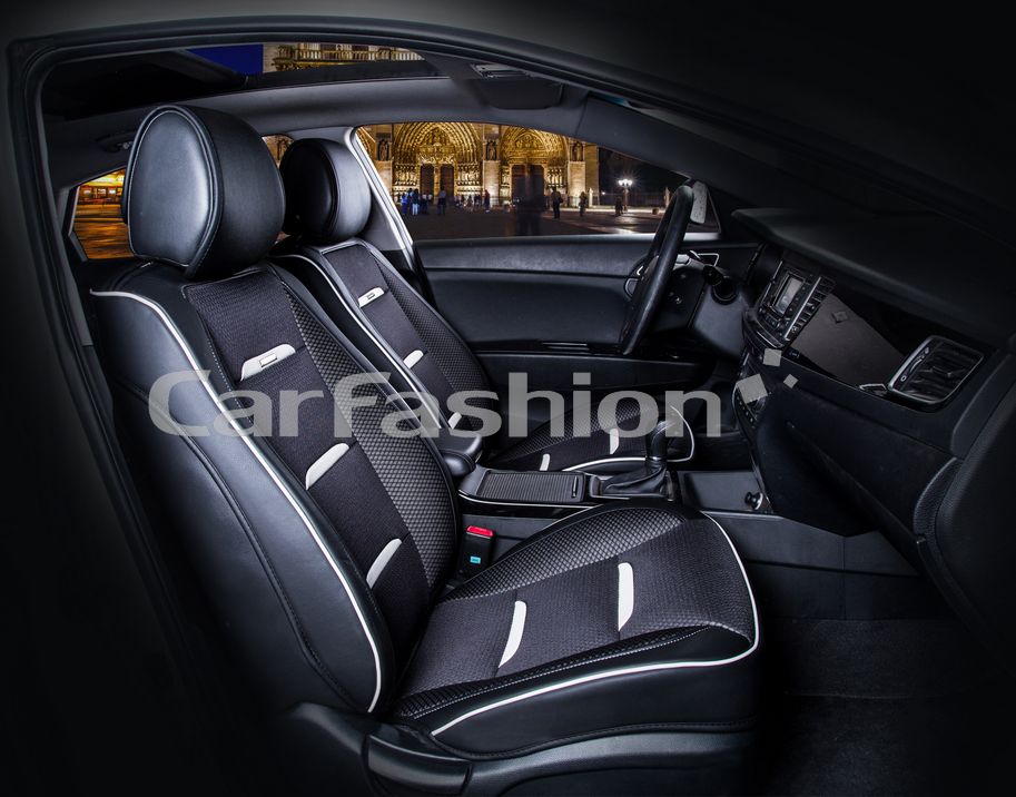 Накидки универсальные CarFashion Business на передние сидения авто, цвет Черный/Черный/Белый. Артикул 21446