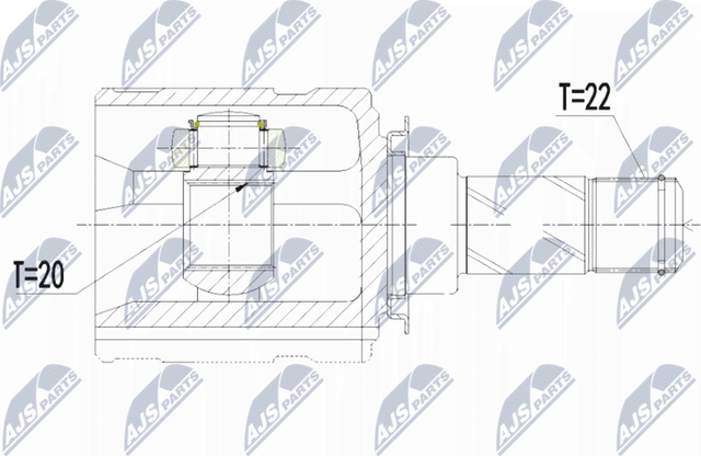 Шрус внутренний (граната) NTY передний для Opel Adam I 2012-2019. Артикул NPW-PL-051