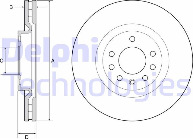 Тормозной диск Delphi передний для Opel Corsa D 2011-2014. Артикул BG4944C