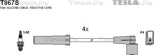 Высоковольтные провода (провода зажигания) (комплект) Tesla. Артикул T867S