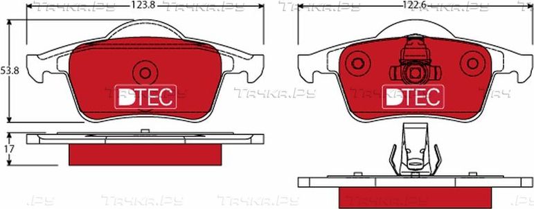 Тормозные колодки TRW DTEC COTEC задние для Volvo S80 I 1998-2008. Артикул GDB1389DTE