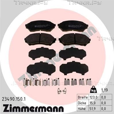 Тормозные колодки Zimmermann передние для Mazda 323 VI (BJ) 1998-2004. Артикул 23490.150.1