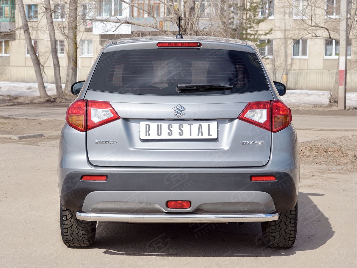 Защита "RusStal" заднего бампера d63 (секции) для Suzuk Vitara IV 2015-2026. Артикул SVZ-002647