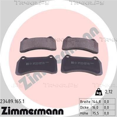 Тормозные колодки Zimmermann. Артикул 23489.165.1