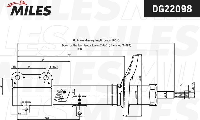 Амортизатор Miles задний правый для Toyota Corolla E100 1992-1997. Артикул DG22098