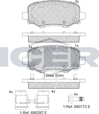 Тормозные колодки Icer задние для Fiat 500X I 2014-2026. Артикул 182176-203
