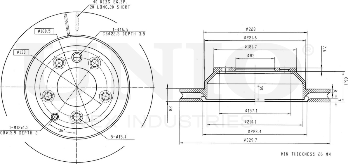 Диск тормозной (Unio). Артикул BRD-20119