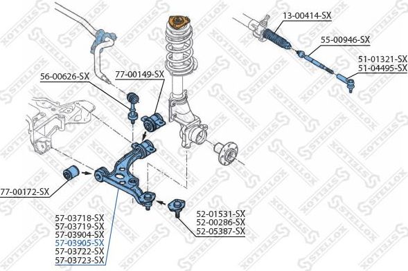 Поперечный рычаг передней подвески Stellox. Артикул 57-03905-SX