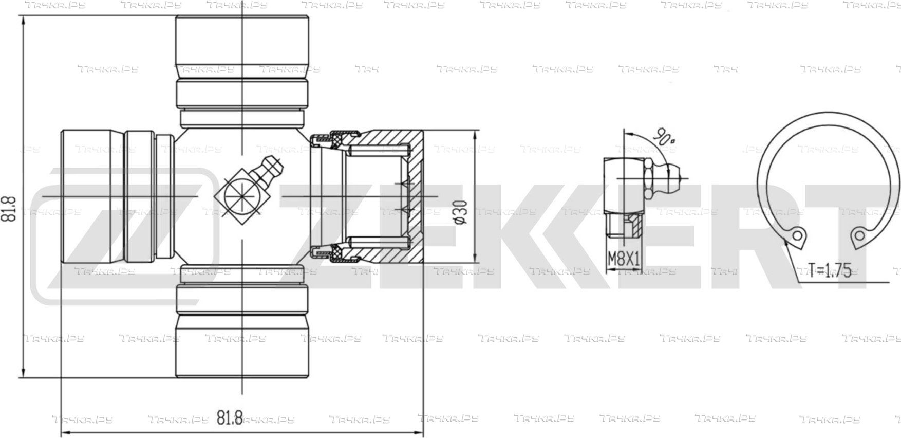 Крестовина карданного вала Zekkert. Артикул KG-1147