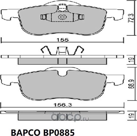 Колодки тормозные дисковые BP0885 передние, комплект, (Bapco) Bapco. Артикул BP0885