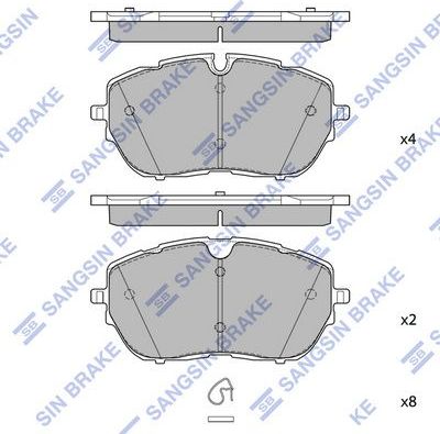 Тормозные колодки Sangsin Hi-Q передние для Citroen C5 Aircross I 2018-2026. Артикул SP4241