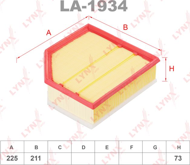 Воздушный фильтр LYNXauto. Артикул LA-1934