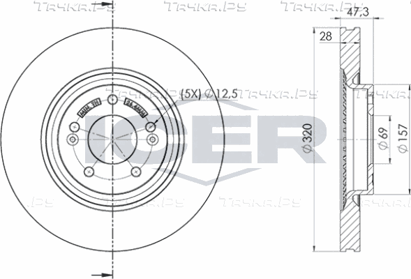 Тормозной диск Icer передний для Hyundai ix35 I 2013-2015. Артикул 78BD5271-2