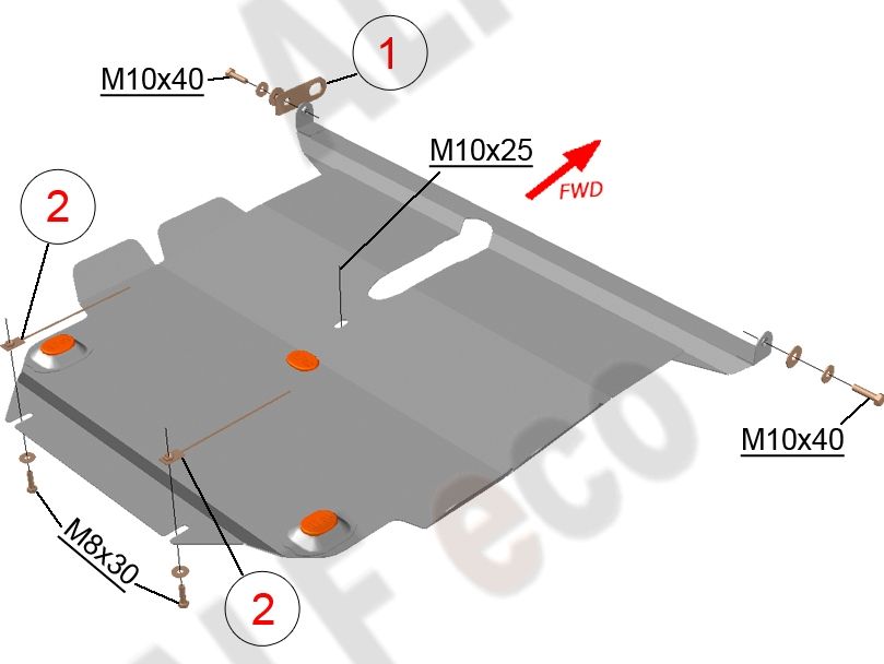 Защита алюминиевая Alfeco для картера и АКПП Toyota Allion T240 2WD 2001-2007. Артикул ALF.24.67 AL4