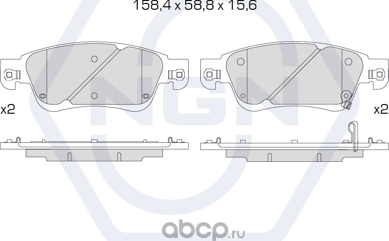 Колодки тормозные керамические, передние (NGN). Артикул 3501265